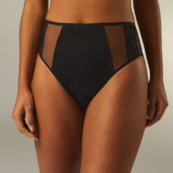 Culotte Taille Haute En Micro Et Dentelle