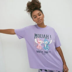 T-shirt Imprimé Stitch Et Angel