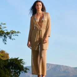 Pantalon Ample Doré